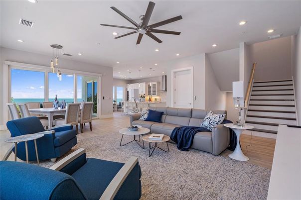 Dining room, Interior, Kitchen, Living room, Pendant Lights, Recessed Lighting, Wood Texture Flooring