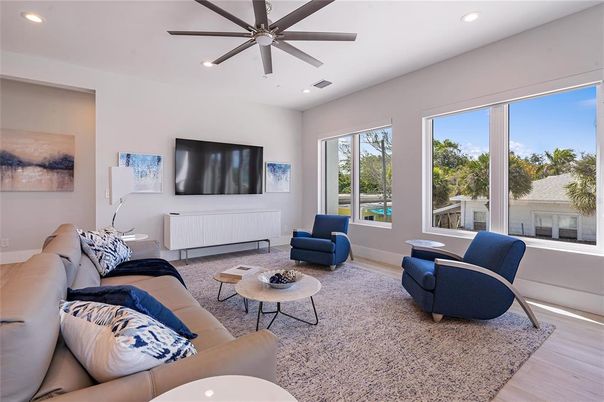 Interior, Living room, Recessed Lighting, Wood Texture Flooring