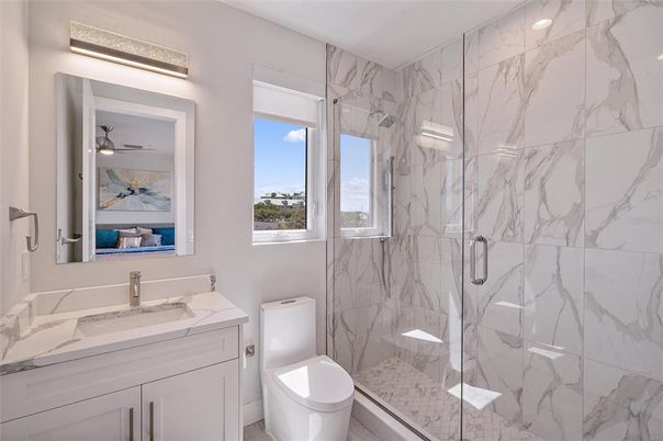 Bathroom, Glass Shower, Interior, Marble Walls