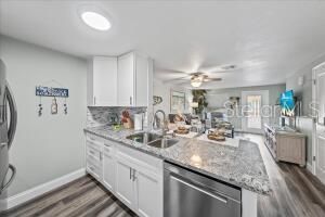 Interior, Kitchen, Recessed Lighting, Wood Texture Flooring