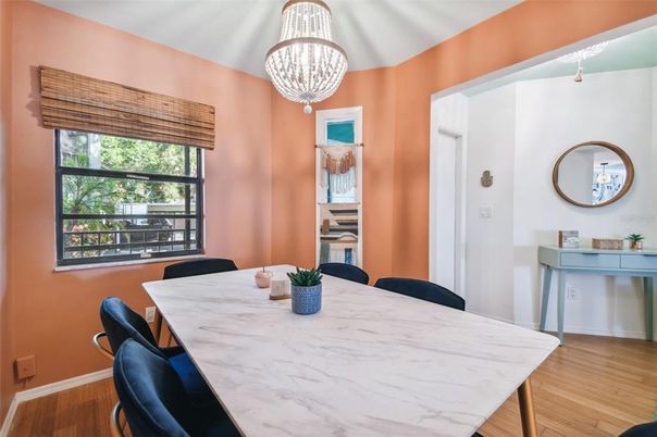 Chandelier, Dining room, Interior, Wood Texture Flooring