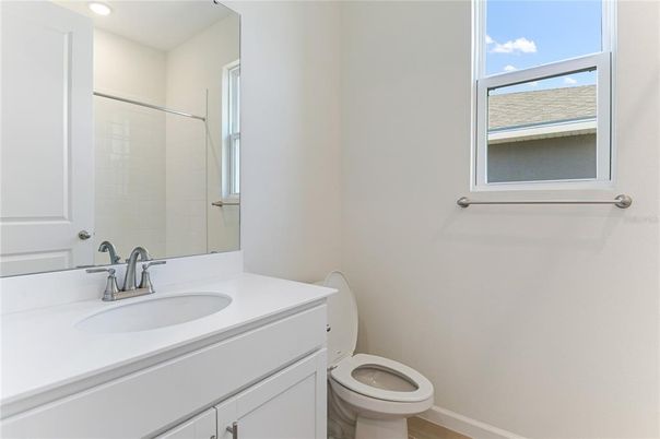 Bathroom, Interior, Recessed Lighting, Wood Texture Flooring