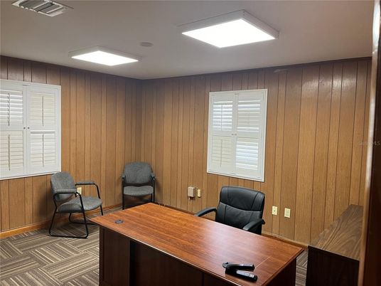 Home Office, Interior, Recessed Lighting, Wooden Walls