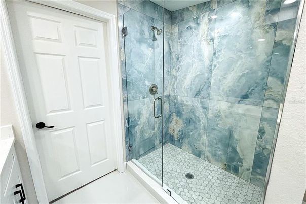 Bathroom, Glass Shower, Interior, Marble Walls