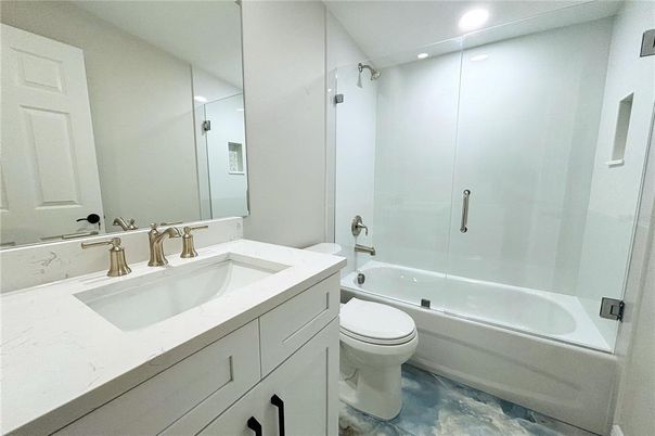 Bathroom, Glass Shower, Interior, Recessed Lighting