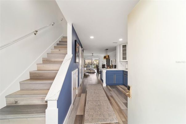 Interior, Kitchen, Recessed Lighting, Wood Texture Flooring