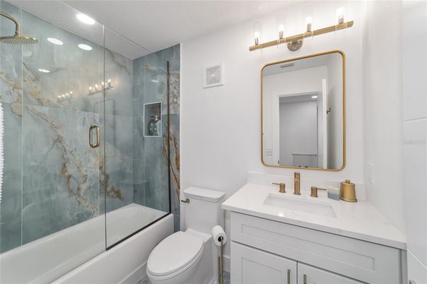 Bathroom, Glass Shower, Interior, Recessed Lighting