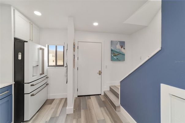 Interior, Kitchen, Recessed Lighting, Wood Texture Flooring