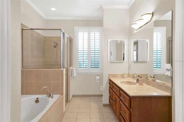 Bathroom, Dual Sink Vanities, Glass Shower, Interior, Recessed Lighting