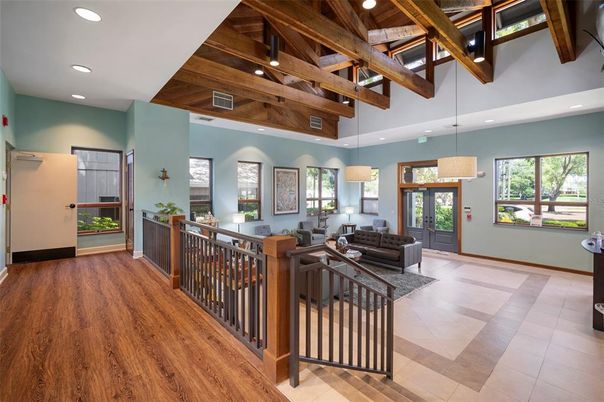 Interior, Living room, Pendant Lights, Recessed Lighting, Wooden Beams, Wooden Ceilings, Wood Texture Flooring