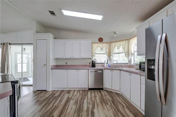 Interior, Kitchen, Stainless Steel Appliances, Wood Texture Flooring