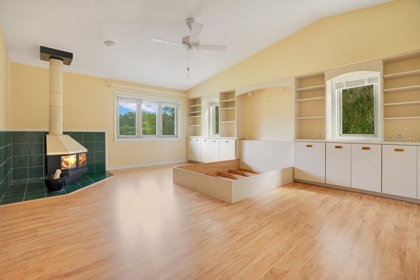 Empty room, Fireplace, Interior, Wood Texture Flooring