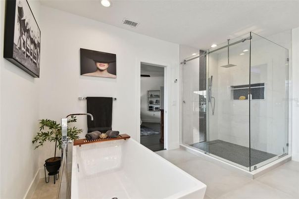 Bathroom, Glass Shower, Interior, Recessed Lighting
