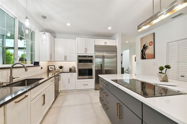 Interior, Kitchen, Pendant Lights, Recessed Lighting, Stainless Steel Appliances