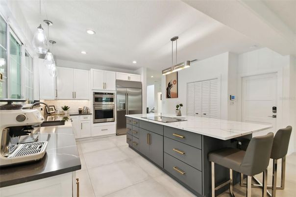 Interior, Kitchen, Pendant Lights, Recessed Lighting, Stainless Steel Appliances