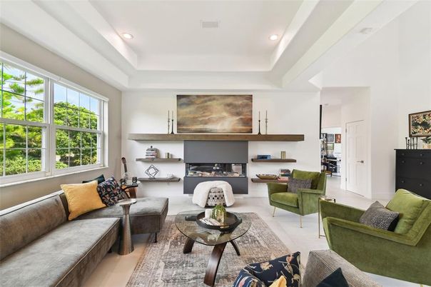Fireplace, Interior, Living room, Recessed Lighting