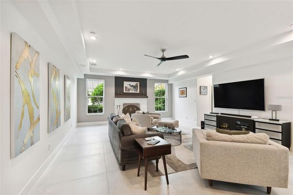 Fireplace, Interior, Living room, Recessed Lighting