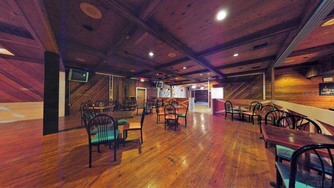 Dining room, Interior, Recessed Lighting, Wooden Beams, Wooden Ceilings, Wood Texture Flooring, Wooden Walls