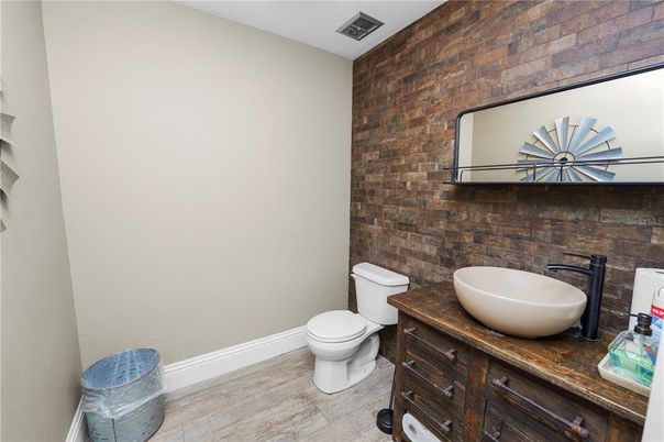 Bathroom, Interior, Stone Walls, Wood Texture Flooring