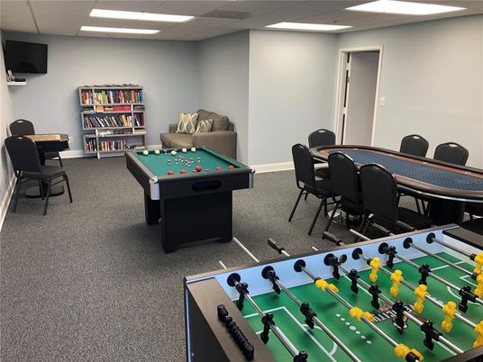 Billiard Table, Game Room, Interior, Recessed Lighting