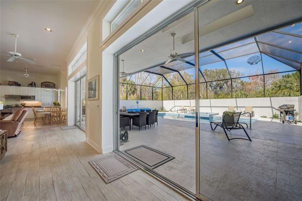 Dining room, Glass Ceilings, Interior, Pool, Recessed Lighting, Sun Room, Wood Texture Flooring