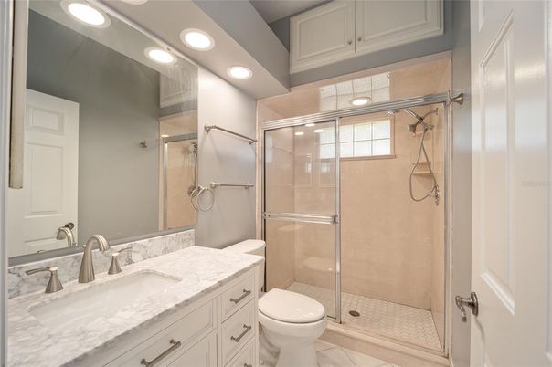 Bathroom, Glass Shower, Interior, Recessed Lighting