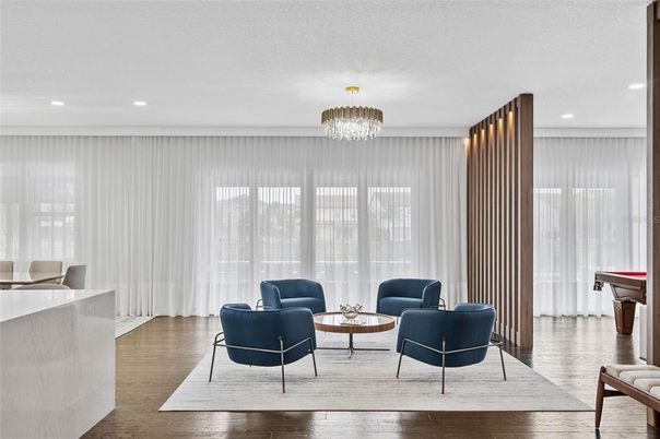 Chandelier, Interior, Living room, Recessed Lighting, Wood Texture Flooring