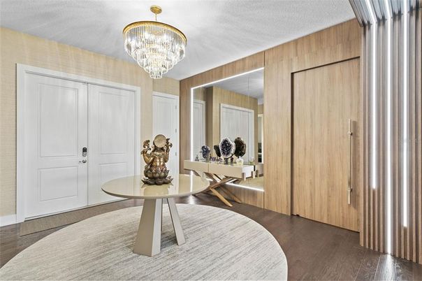 Chandelier, Interior, Wood Texture Flooring, Wooden Walls