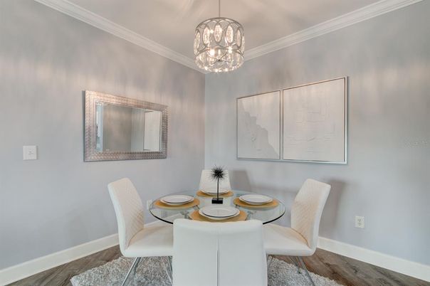 Chandelier, Dining room, Interior, Wood Texture Flooring