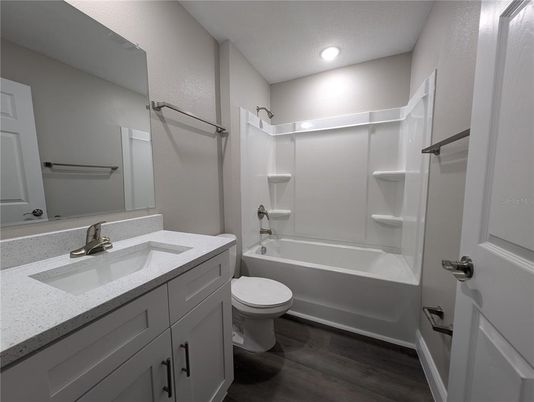 Bathroom, Interior, Recessed Lighting, Wood Texture Flooring