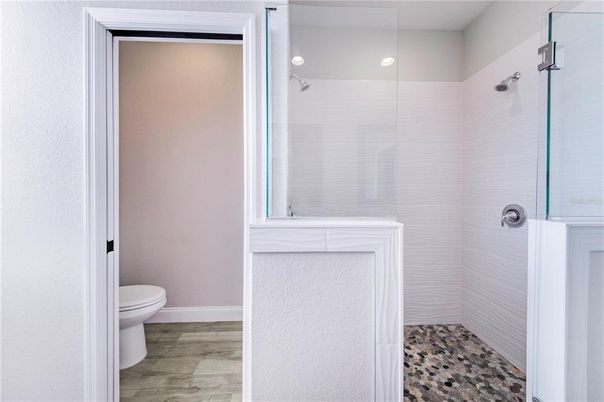 Bathroom, Glass Shower, Interior, Recessed Lighting
