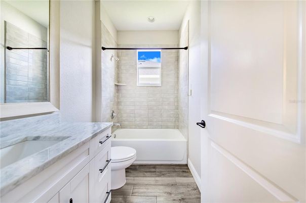 Bathroom, Interior, Recessed Lighting, Wood Texture Flooring