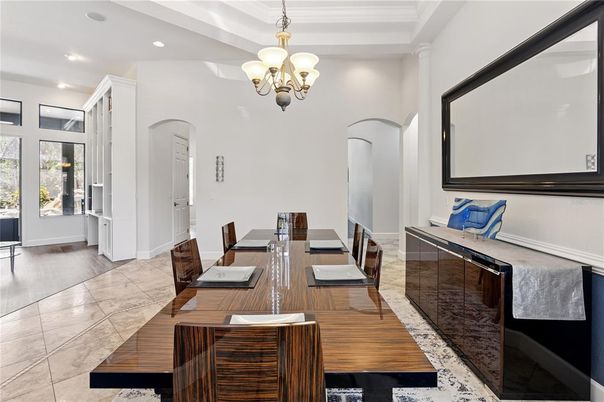 Chandelier, Dining room, Interior, Recessed Lighting