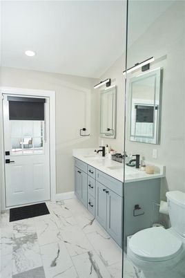 Bathroom, Dual Sink Vanities, Interior, Marble, Recessed Lighting