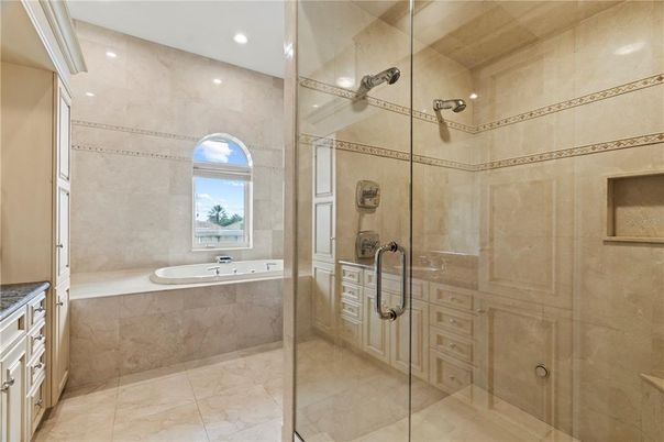 Bathroom, Glass Shower, Interior, Recessed Lighting