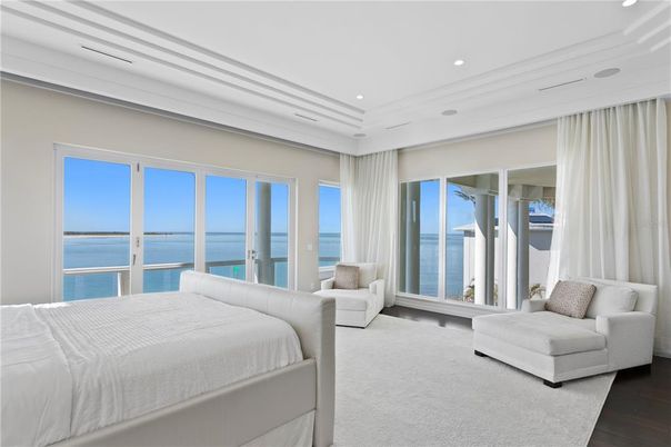 Bedroom, Interior, Recessed Lighting, Water, Wood Texture Flooring