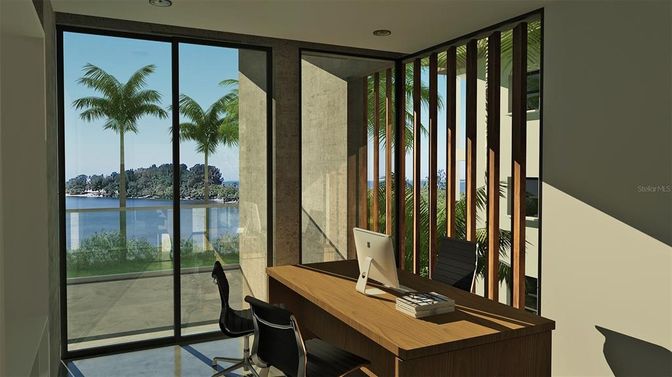 Home Office, Interior, Recessed Lighting, Water