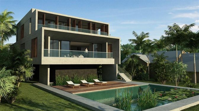 Backyard, Exterior, Facade, Pool, Modern