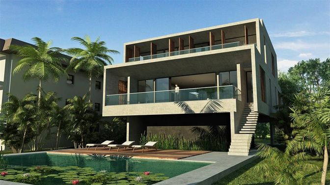 Exterior, Facade, Pool, Modern