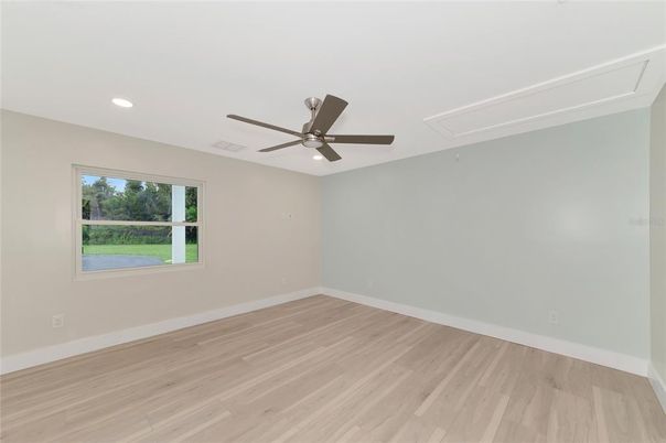 Empty room, Interior, Recessed Lighting, Wood Texture Flooring
