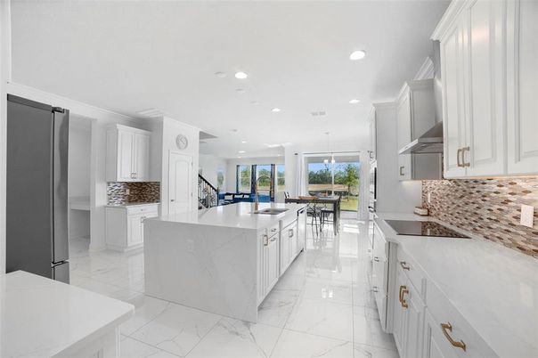 Dining room, Interior, Kitchen, Marble, Pendant Lights, Recessed Lighting