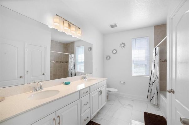 Bathroom, Dual Sink Vanities, Glass Shower, Interior, Marble