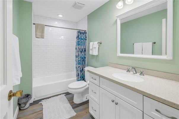 Bathroom, Interior, Recessed Lighting, Wood Texture Flooring