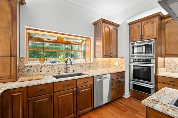 Interior, Kitchen, Stainless Steel Appliances, Wood Texture Flooring
