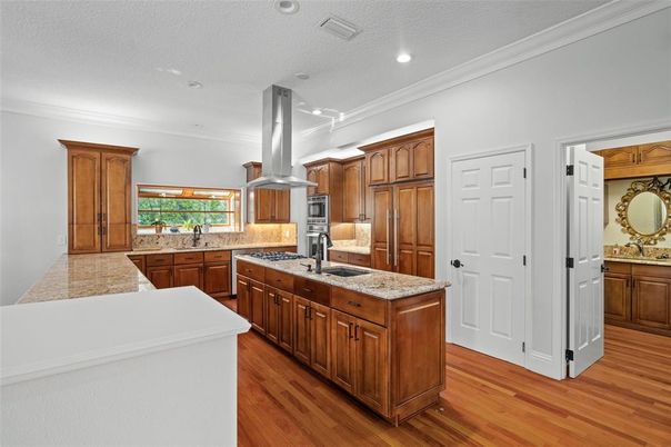 Interior, Kitchen, Recessed Lighting, Wood Texture Flooring
