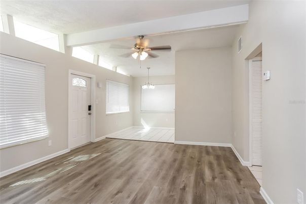 Chandelier, Empty room, Interior, Wood Texture Flooring