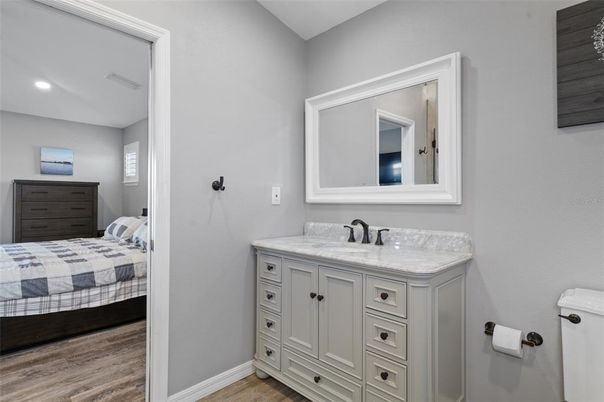 Bathroom, Bedroom, Interior, Recessed Lighting, Wood Texture Flooring