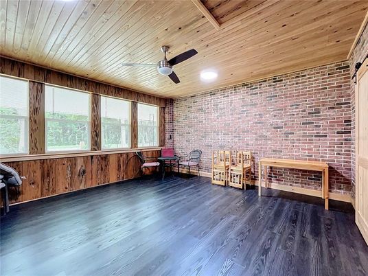 Interior, Recessed Lighting, Stone Walls, Wooden Ceilings, Wood Texture Flooring