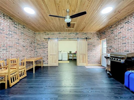 Interior, Recessed Lighting, Stone Walls, Wooden Ceilings, Wood Texture Flooring