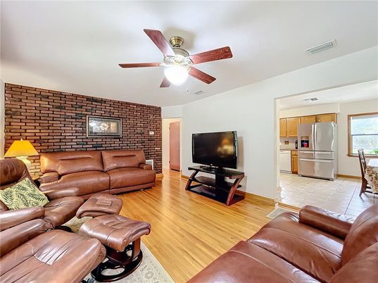 Interior, Kitchen, Living room, Stainless Steel Appliances, Stone Walls, Wood Texture Flooring